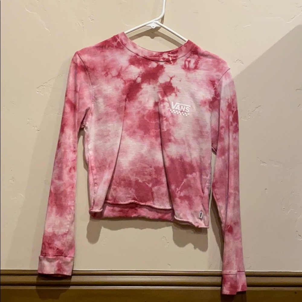 longs sleeve pink tie dye cropped shirt